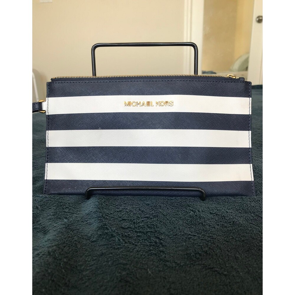 Michael Kors striped clutch